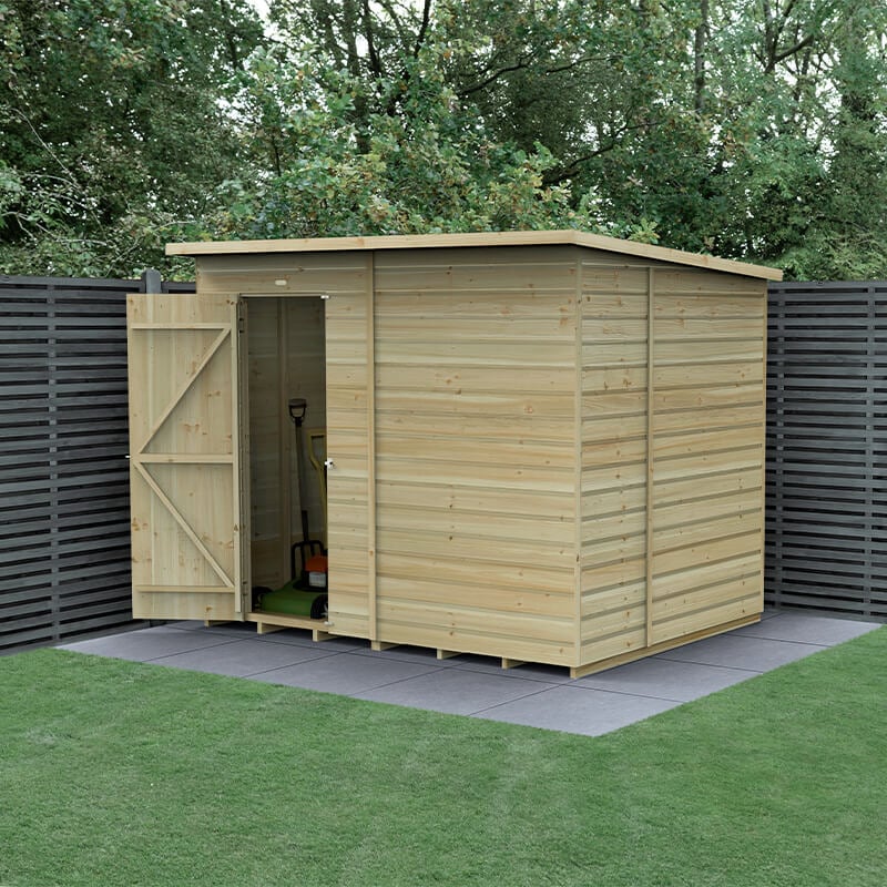 8' x 6' Forest Beckwood 25yr Guarantee Shiplap Pressure Treated Windowless Pent Wooden Shed (2.52m x 2.05m) by Buy Sheds Direct