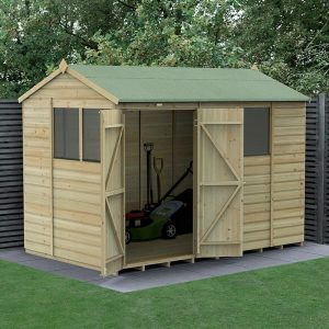 10' x 6' Forest Beckwood 25yr Guarantee Shiplap Pressure Treated Double Door Reverse Apex Wooden Shed (3.01m x 1.99m) by Buy Sheds Direct