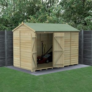 10' x 6' Forest Beckwood 25yr Guarantee Shiplap Pressure Treated Windowless Double Door Reverse Apex Wooden Shed (3.01m x 1.99m) by Buy Sheds Direct