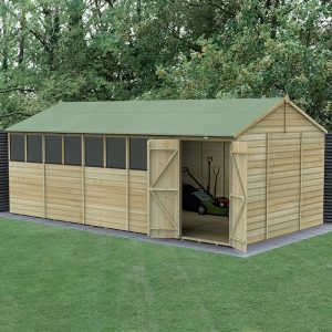 20' x 10' Forest Beckwood 25yr Guarantee Shiplap Pressure Treated Double Door Reverse Apex Wooden Shed (5.96m x 3.21m) by Buy Sheds Direct