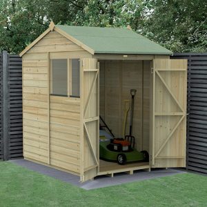 7' x 5' Forest Beckwood 25yr Guarantee Shiplap Pressure Treated Double Door Reverse Apex Wooden Shed (2.28m x 1.53m) by Buy Sheds Direct