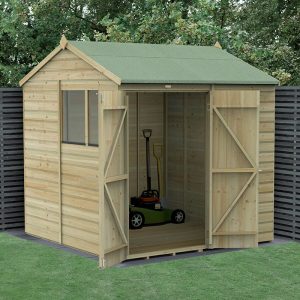 7' x 7' Forest Beckwood 25yr Guarantee Shiplap Pressure Treated Double Door Reverse Apex Wooden Shed (2.28m x 2.12m) by Buy Sheds Direct