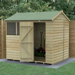 8' x 6' Forest Beckwood 25yr Guarantee Shiplap Pressure Treated Reverse Apex Wooden Shed (2.42m x 1.99m) by Buy Sheds Direct