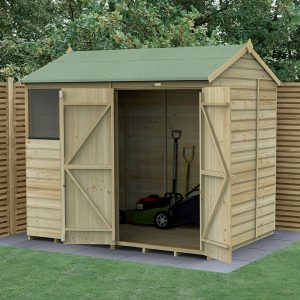 8' x 6' Forest Beckwood 25yr Guarantee Shiplap Pressure Treated Double Door Reverse Apex Wooden Shed (2.42m x 1.99m) by Buy Sheds Direct