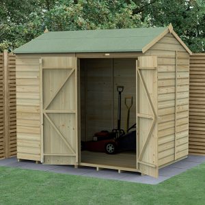 8' x 6' Forest Beckwood 25yr Guarantee Shiplap Pressure Treated Windowless Double Door Reverse Apex Wooden Shed (2.42m x 1.99m) by Buy Sheds Direct