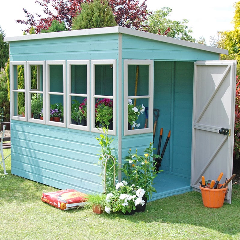 8' x 8' Shire Sun Pent Wooden Garden Potting Shed (2.58m x2.55m) by Buy Sheds Direct