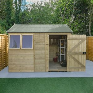 10' x 6' Forest Timberdale 25yr Guarantee Tongue & Groove Pressure Treated Reverse Apex Shed (3.06m x 1.98m) by Buy Sheds Direct