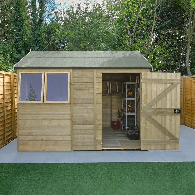 10' x 6' Forest Timberdale 25yr Guarantee Tongue & Groove Pressure Treated Reverse Apex Shed (3.06m x 1.98m) by Buy Sheds Direct