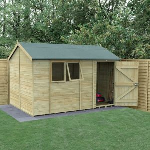 12' x 8' Forest Timberdale 25yr Guarantee Tongue & Groove Pressure Treated Reverse Apex Shed (3.65m x 2.52m) by Buy Sheds Direct