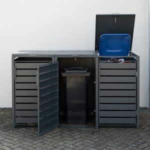 Trimetals Triple 240L Anthracite Metal Wheelie Bin Store (2.00m x 0.80m) by Buy Sheds Direct