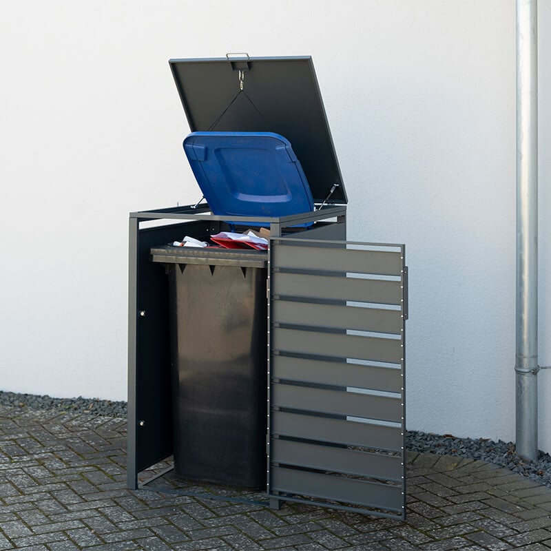 Trimetals Single 240L Anthracite Metal Wheelie Bin Store (0.68m x 0.80m) by Buy Sheds Direct