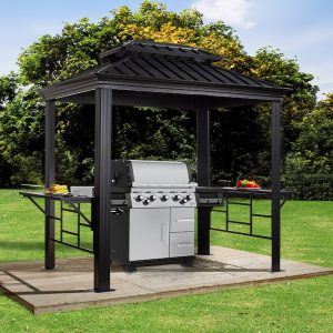 10' x 6' Trimetals Sojag Messina Anthracite BBQ Garden Gazebo (2.92m x 1.79m) by Buy Sheds Direct