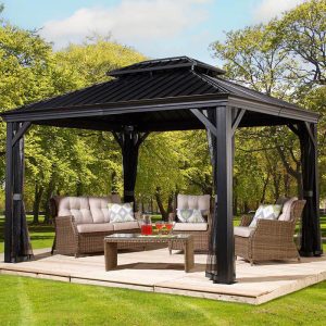 12' x 10' Trimetals Sojag Messina Anthracite Garden Gazebo (3.63m x 2.98m) by Buy Sheds Direct