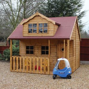10' x 10' Traditional Swiss Cottage 2 Storey Kids Playhouse With Veranda by Buy Sheds Direct