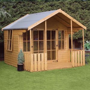 10' x 10' Traditional Woodstock Wooden Summer House With Veranda by Buy Sheds Direct