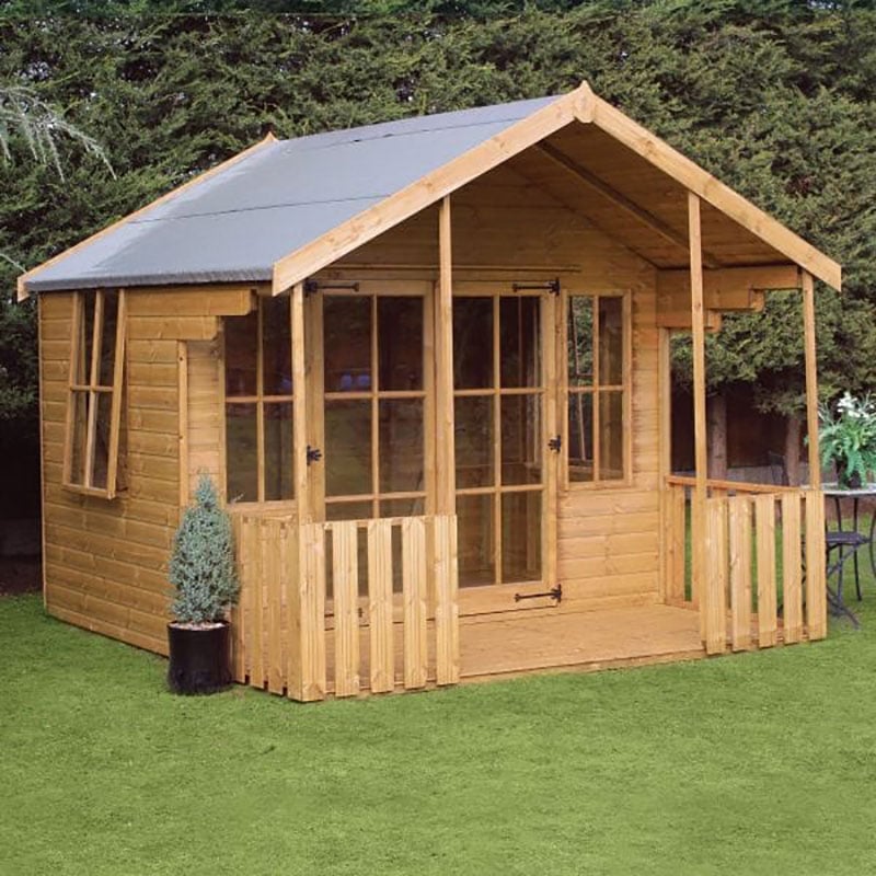 10' x 10' Traditional Woodstock Wooden Summer House With Veranda by Buy Sheds Direct
