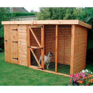 10' x 4' Traditional Pent Wooden Dog Kennel 6' Run - Pet House (3.05x1.22m) by Buy Sheds Direct
