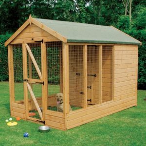 10' x 6' Traditional Apex Wooden Dog Kennel 6' Run - Pet House (3.05x1.83m) by Buy Sheds Direct