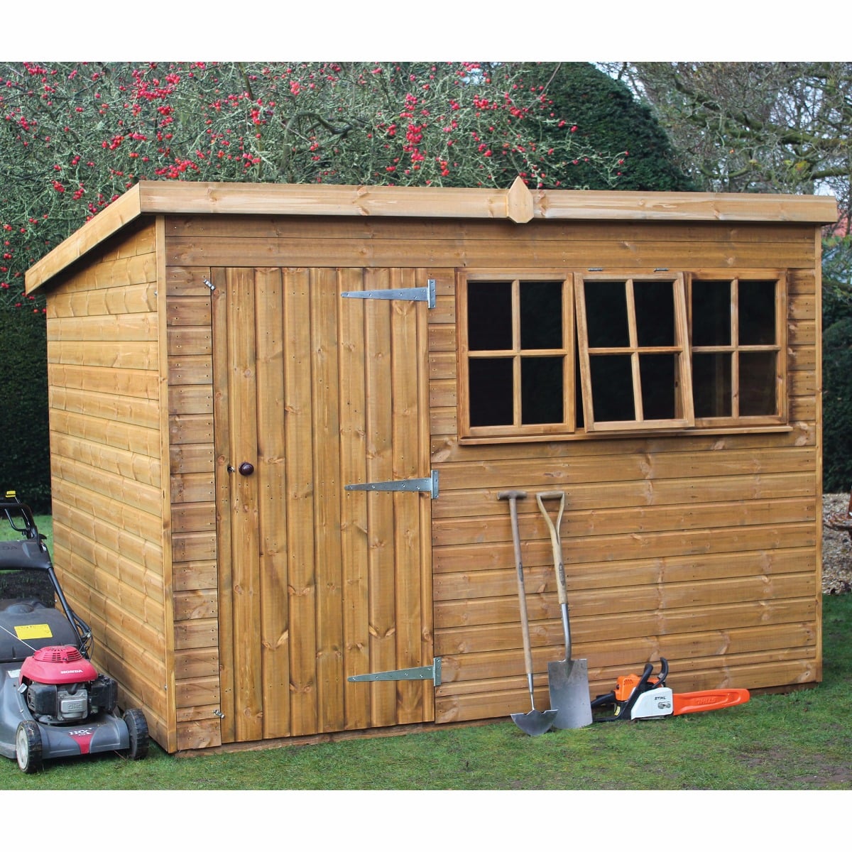 8' x 8' Traditional Heavy Duty Shiplap Pent Wooden Garden Shed (2.44m x 2.44m) by Buy Sheds Direct