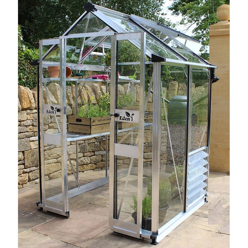 4' x 4' Halls Cotswold Birdlip Small Greenhouse with Toughened Glass (1.47m x 1.32m) by Buy Sheds Direct