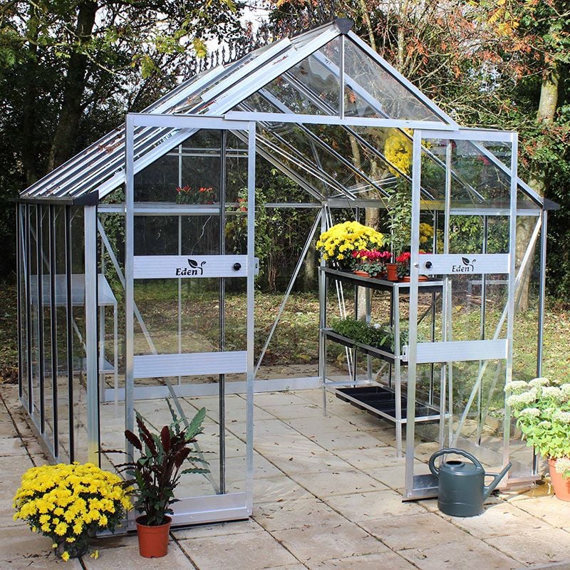 8' x 10' Halls Cotswold Blockley Greenhouse with Toughened Glass (2.56m x 3.17m) by Buy Sheds Direct