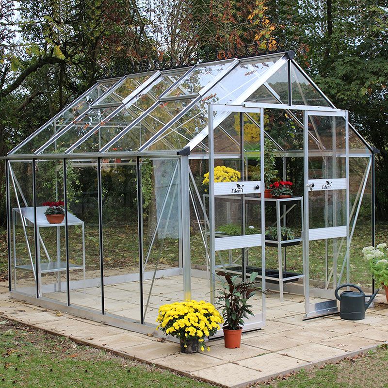 8' x 14' Halls Cotswold Blockley Greenhouse with Toughened Glass (2.56m x 4.41m) by Buy Sheds Direct