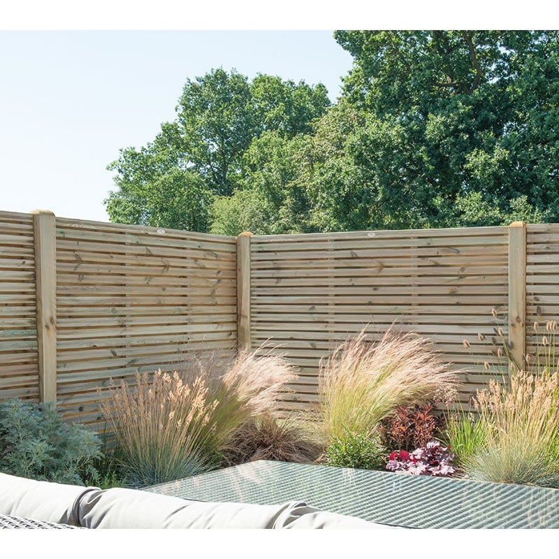 Forest 6' x 5' Pressure Treated Contemporary Double Slatted Fence Panel (1.8m x 1.51m) by Buy Sheds Direct